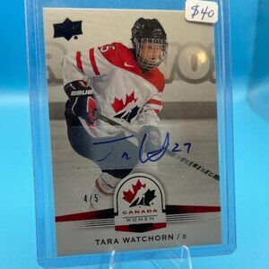2014-15 Upper Deck Team Canada Juniors Autographs Black 87 Tara Watchorn #'d 4/5